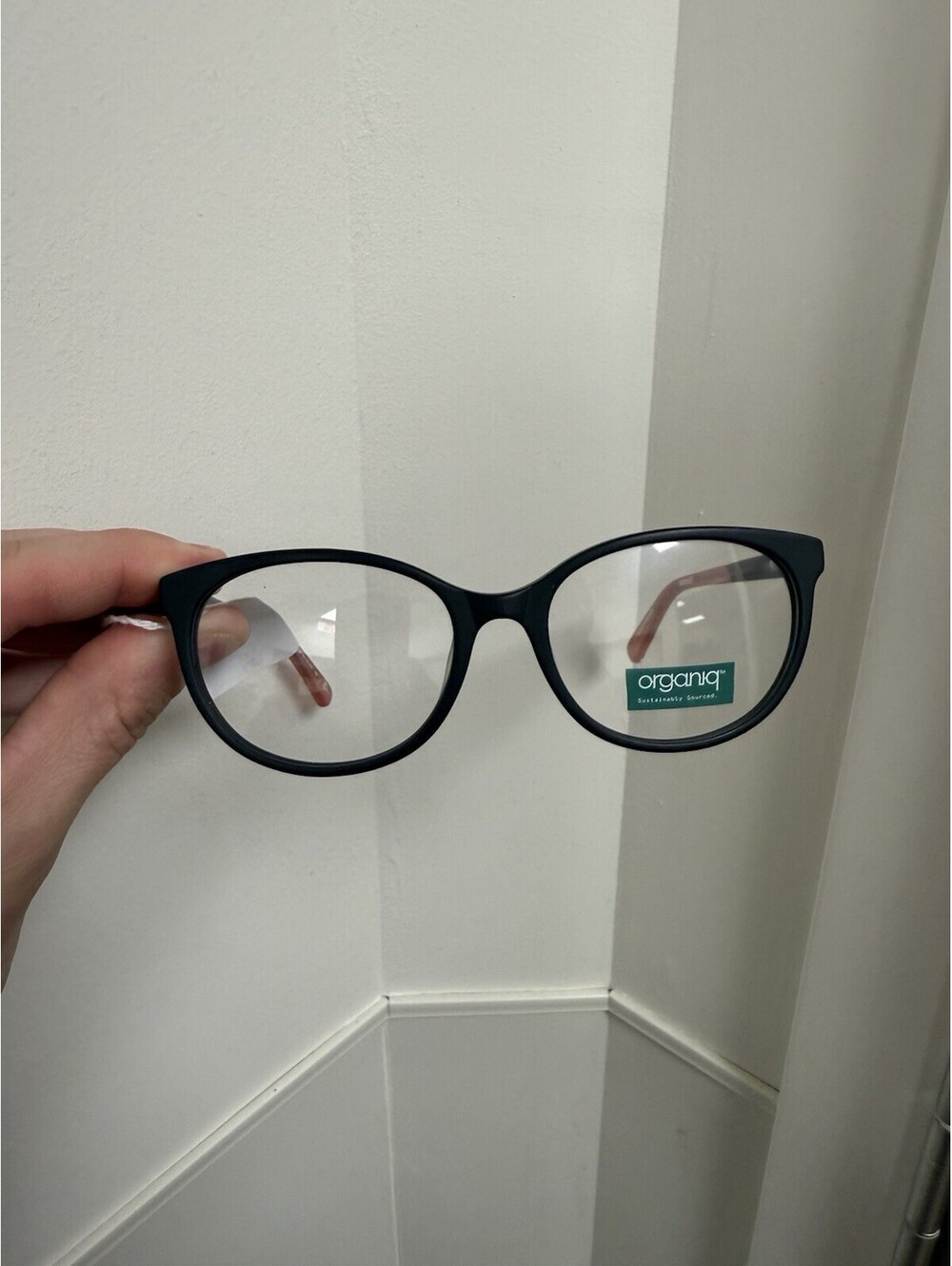 Organiq Eyeglasses Black Woodgrain Round OGO 1002 C.104 52-17-135